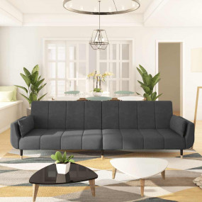 Sofa Bed Dark Grey Velvet (100% polyester), wood, metal...