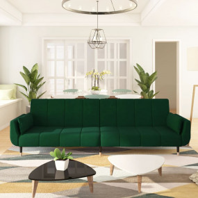 Sofa Bed Dark Green Velvet (100% polyester), wood, meta...