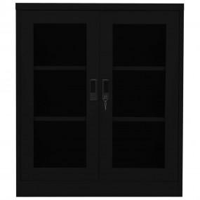 Office Cabinet Black Steel Medium Height-Adjustable She...