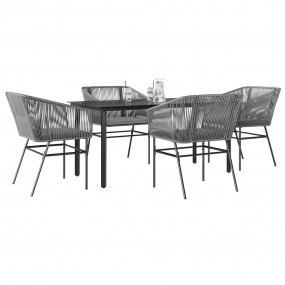Garden Dining Set Grey PE Rattan 4-seater UV-resistant ...