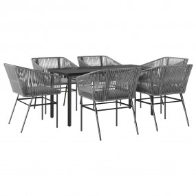 Garden Dining Set Grey, Light Grey, Black