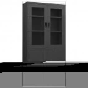 Office Cabinet Anthracite Steel, tempered glass Large