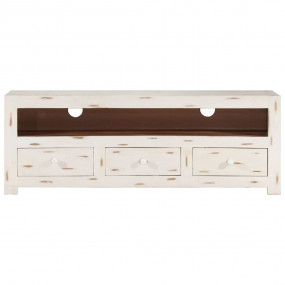 TV Cabinet White Solid Acacia Wood Medium TV Cabinet
