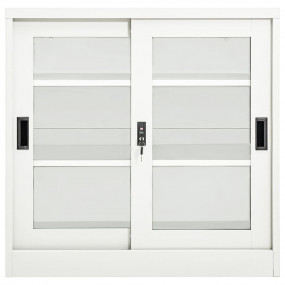Sliding Door Cabinet White Steel Medium Locks