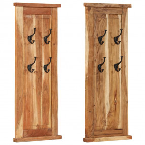 Coat Rack Set of 2 Varied wood grain Solid acacia wood