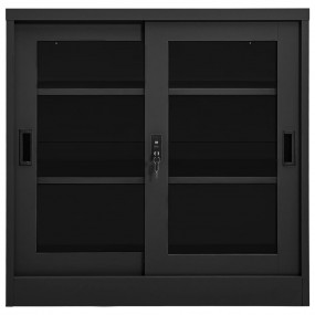 Sliding Door Cabinet Anthracite Steel, tempered glass