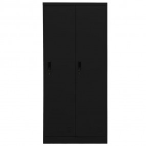 Wardrobe Black Steel 31.5x19.7x70.9 in Wardrobe Rectang...