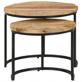 Nesting Table Set of 2 Natural Wood