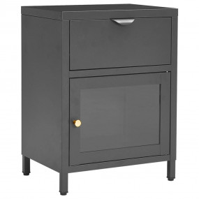 Nightstand Anthracite Steel, Tempered Glass 15.7 x 11.8...