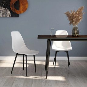 Dining Chair Set of 2 White Polypropylene Standard Ergo...