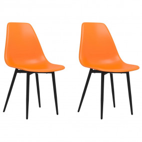 Dining Chair Set of 2 Orange Polypropylene Standard Erg...