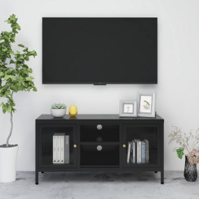 TV Cabinet Black Black powder-coated steel Medium Adjus...
