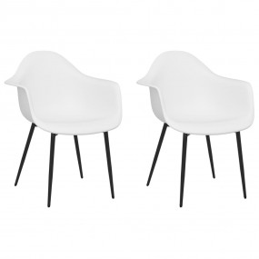 Dining Chair Set of 2 White Polypropylene, Powder-coate...