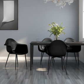 Dining Chair Set of 4 Black Polypropylene, Powder-coate...