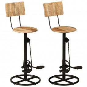 Bar Stool Set of 2 Brown and Black Solid mango wood, ir...