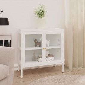 Sideboard White Powder-coated steel, tempered glass Med...