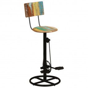 Bar Stool Set of 2 Multicolor Solid reclaimed wood, iro...