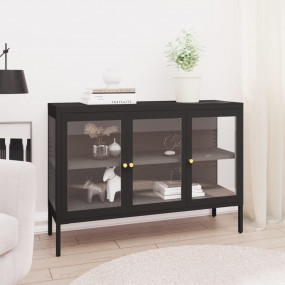 Sideboard Black Powder-Coated Steel Medium Adjustable F...