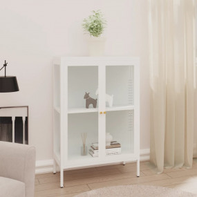 Sideboard White Powder-coated steel, tempered glass Med...