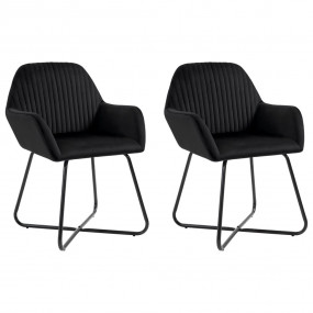 Dining Chair Set of 2 Black Velvet, Powder-Coated Steel...