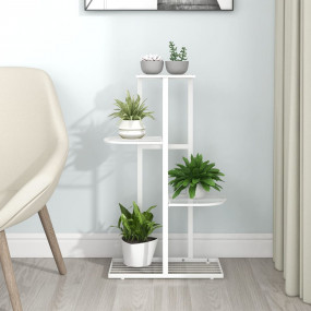 Plant Stand White Metal Medium Shelving Plant Stand