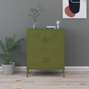 Storage Cabinet Olive Green Steel Medium Stylish Storag...