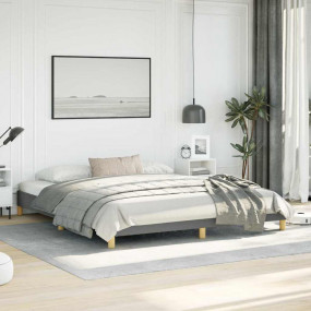 Bed Frame Dark Gray Polyester, Plywood, Engineered Wood