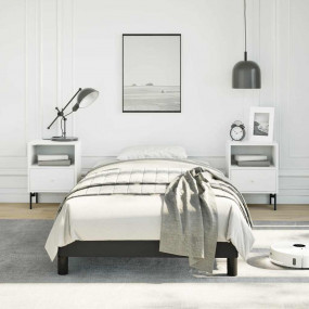 Bed Frame Black Faux leather, plywood, engineered wood ...