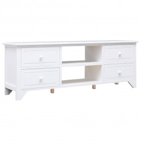TV Cabinet White Solid Paulownia wood, MDF Medium Stora...