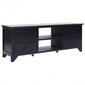 TV Cabinet Black Solid Paulownia Wood, MDF 42.5 x 11.8 ...