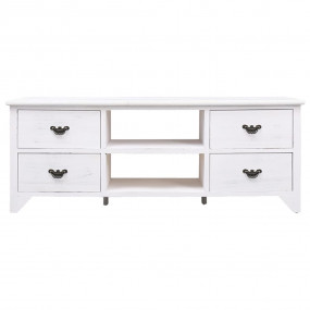 TV Cabinet Antique White Solid Paulownia Wood, MDF Medi...