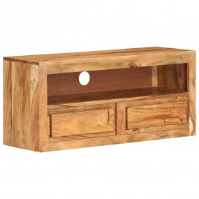TV Cabinet Wooden Brown Solid Acacia Wood Medium TV Cab...