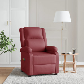 Massage Chair Wine Red Faux Leather Standard Adjustable...