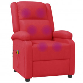 Massage Chair Red Faux Leather, Metal, Plywood, Foam