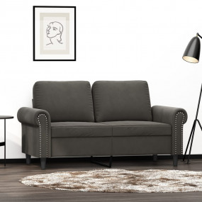 2-seater Sofa Dark Grey Velvet (100% polyester), metal,...