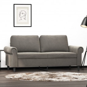 2-seater Sofa Light grey Velvet (100% polyester), metal...