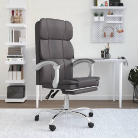 Reclining Office Chair Gray Faux leather Adjustable